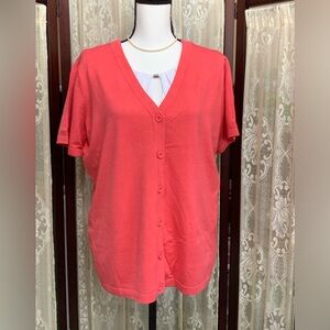 WHISPER KNITS by LOUIS DELL’OLIO S/S BUTTON DOWN CARDIGAN - SZ XL